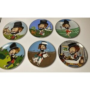 RED SKELTON Collectors Porcelain Plates SET of 6 Separately Hand-Signed by Red
